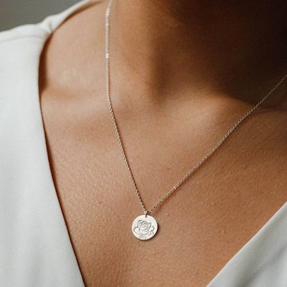 Rose June Birth Flower Engraved Cute Gift Necklace - Picture 2 of 16